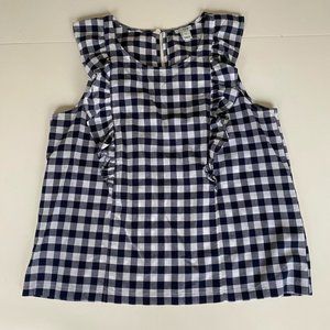 J.Crew Navy White Gingham Tank, Size 10